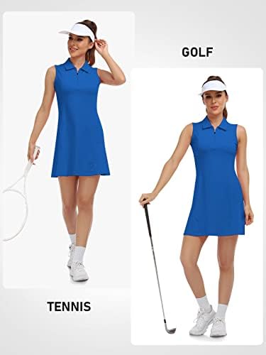 Mofizенски женски голф Поло фустан тенис без ракави по поштенски патент со лесна суво влага за тренингот за атлетски спортови