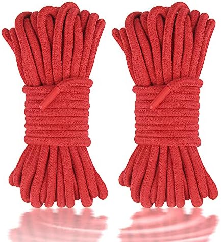 Penfeinx 2-пакет меко памучно јаже Трајно густо јаже пријателско мазно памучно јаже 10 метри/32 стапки 8мм повеќенаменско брендирано заштитно крајно