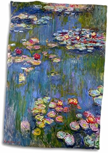 3дроза Лилјани од Клод Моне-Импресионизам-Импресионистички водени лилјани На Езерцето-Позната ликовна Уметничка Крпа, 15 х 22, Бела