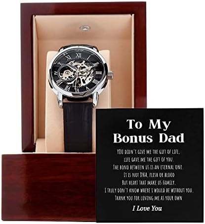 На Мојот Бонус Татко, Подарок За Чекор Тато, Машки Отворен Работен Часовник Со Порака картичка &засилувач; Луксузни Кутија, Денот