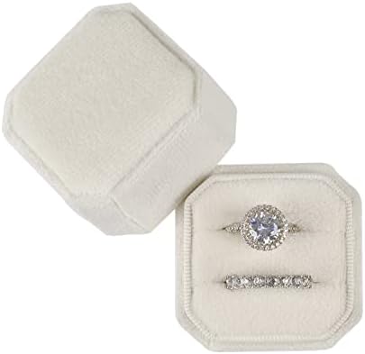 Никгор Кадифе прстен кутија двојни слотови, подарок за предлози за ангажман и фотографии од свадбени бендови - кутии за прстен за
