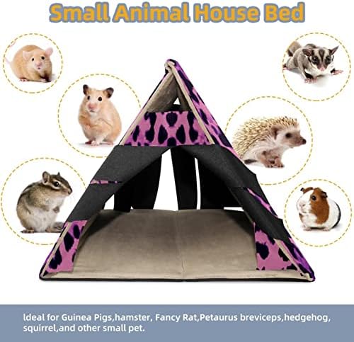 Виолетова розова црна леопард шема, кревет за живеалишта во куќата на хрчак за мали животински хрчари гербили чипови верверички еж, заморчиња за свињи