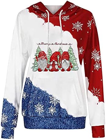 Женски обични бои за блокирање на долги ракави врвови на Дедо Мраз за џебови со џеб со џеб од Канга со џеб