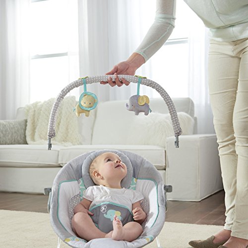 Генијалност смирувачки бебешки бебиња за новороденче со вибрации, -точки бар и звуци, 0-6 месеци до 20 фунти