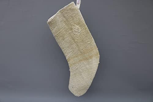 Подарок за перница Сарикаја Божиќно порибување, беж порибување, божиќни чорапи од коноп, порибување на Килим, порибување на Санта Круз, Божиќно