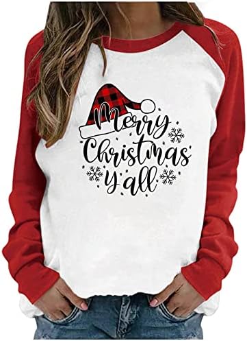 Среќен Божиќ, сите џемпери за жени со долги ракави, Крејнер, Божиќна празнична забава на врвот на смешни симпатични блузи со подморница