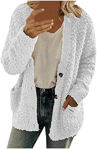 Женско нејасно руно отворено предниот кардиган удобно и стилско палто топло зимско надворешно копче за долга ракав надолу јакна
