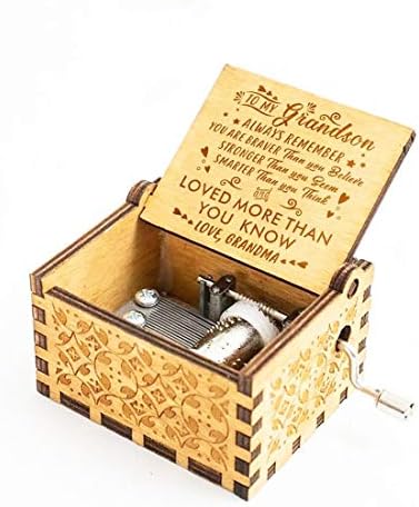 Музичка кутија за баба до внук, дрвена врежана музичка кутија подарок за годишнина од роденден