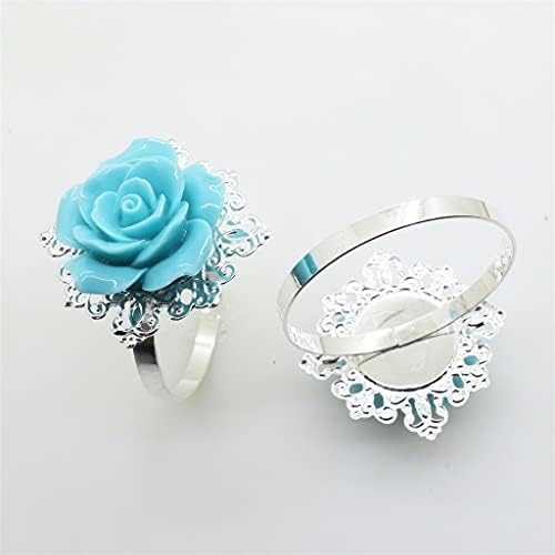 Ganfanren 4/6pcs ， прстен за салфетка, тока, свадба прием, роденденска забава, роза, рачно изработена занаети за украсување на сребро