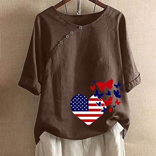 4-ти јули маички за кратки ракави со кратки ракави о-вратот маица starsвезди на американски знами