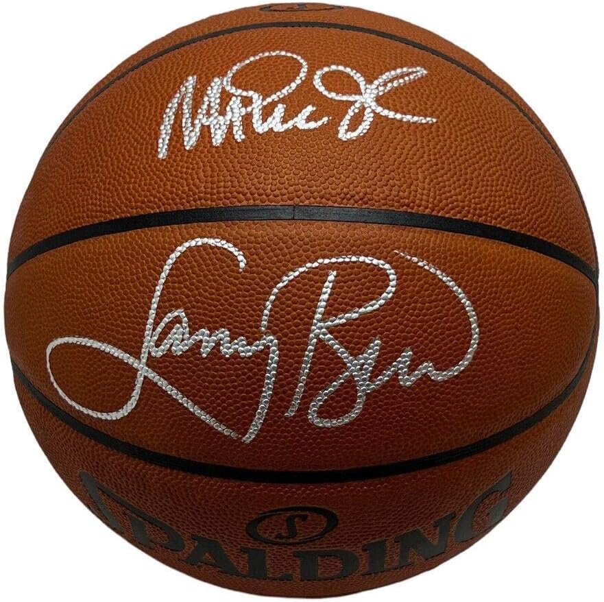 Лери Бирд и Меџик nsонсон потпишаа официјална Спалдинг НБА кошарка БАС/ПСА - Автограмирани кошарка