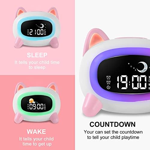 JOKIRYDO KIDS Alamper часовник за девојки ОК за да се разбудат часовници за деца со детски тренер за спиење одбројување ноќно светло спиење