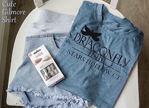 Dragonfly Inn Stars Hollow кошула за жени Gilmore Dragonfly T-Shirt Смешно графички печатено кратки ракави за кратки ракави врвови
