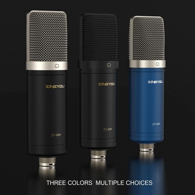 Микрофон на кондензатор Zingyou XLR, комплет за микрофон со студио со штанд за бум, шок монтажа, поп филтер, ветробрански и кабелски врски