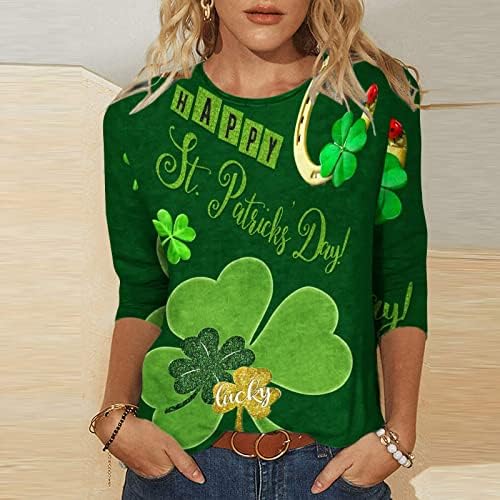 Нова женска туника врвови ирска маичка ул. Скокач на маицата на Патрик 3/4 долги ракави Детелина Шамрок кошули