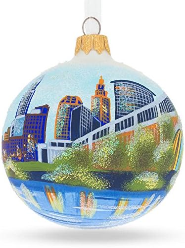 Кливленд, божиќен украс на стаклена топка Охајо 4 инчи
