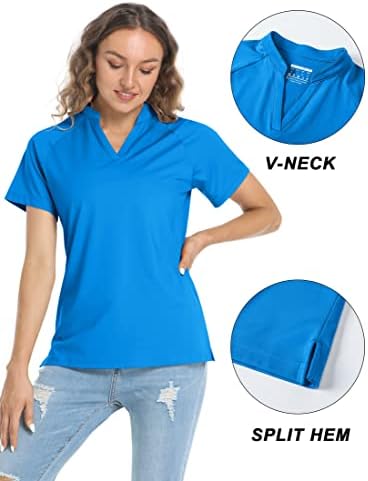 Tacvasen Women's Veck Veck Golf Polo кошули без кратки ракави со кратки ракави upf 50+ заштита на сонце Брзи суви блузи врвови