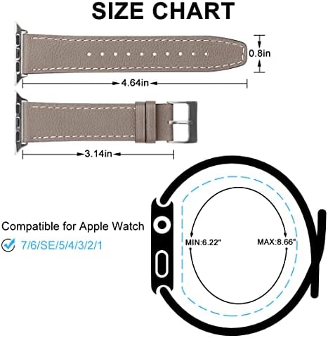 Афутирани Двострани Кожни Ленти Компатибилни со Apple Watch Band 42mm 44mm 45mm, Мека Ремен За Замена На Паметни Часовници Од Вистинска