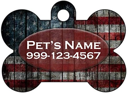Американско Знаме Пет Проект Куче Таг | Рустикален Знаме | Прилагодено Со Името На Вашето Домашно Милениче &засилувач; Број