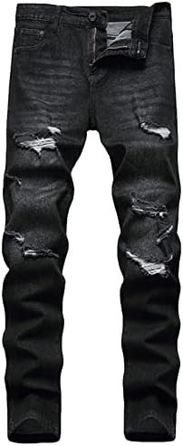 Maiyifu-GJ искинаа тенок фармерки за мажи за вознемирени уништени панталони со тексас на нозе, ретро хип-хоп, измиени џин панталони