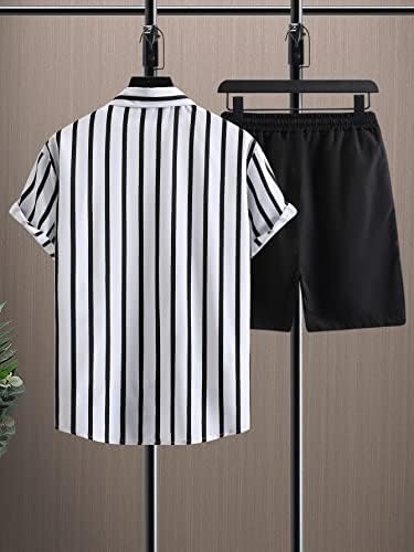 Горглитер машка облека од 2 парчиња облечена во копче за кратки ракави надолу од кошула и шорцеви за џебови за влечење