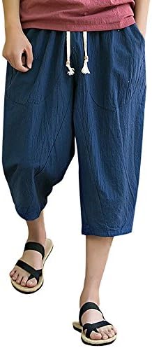 Суво вклопување во салата за мажи за мажи, Обичен тренинг за лабава затегнување кратки широки обични харем панталони со џеб