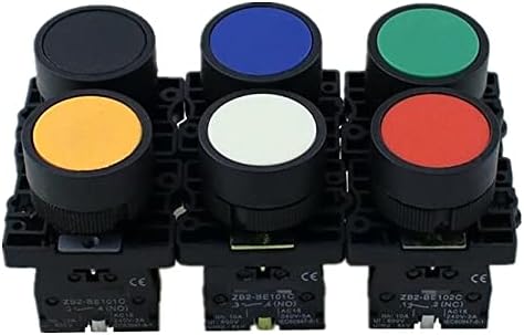 Dfamin 22mm 1 NO/1NC SING MONTARY SWITCH SWITCH 600V 10A ZB2-EA31 црвена, зелена, жолта, сина, бела и црна боја