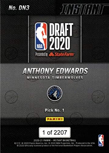 2020-21 Панини Инстант кошарка #DN3 Ентони Едвардс Дебитант картичка Тимбервулвс - направени само 2.207