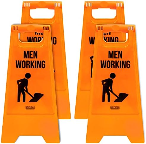 Мажите кои работат со претпазливост - 24 Портокалово двострано знак на подот - предупредувачки знаци за градежни места, покрај