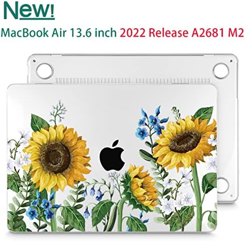 Мај Чен компатибилен со најновиот MacBook Air 13,6 инчи случај 2022 Објавување модел A2681 M2 чип, пластична тврда обвивка за куќиште за MacBook
