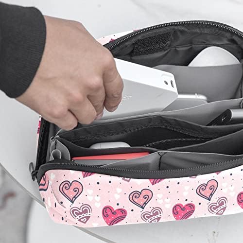 Жените И Девојките Симпатична Розова Љубов Срца Шема Шминка Торба Пространа Козметичка Торбичка Торбичка Чанта Чанта Со Патент