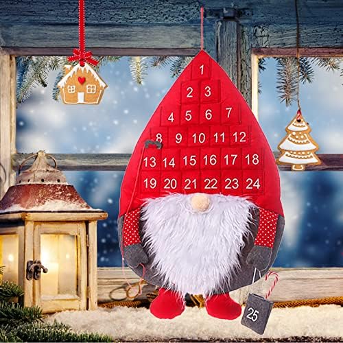ТОПЗЕА Божиќен Календар За Доаѓање 2023 Гном Ѕид Виси Одбројување До Божиќен Календар Со Џебови 25 Дневен Празен Календар За Доаѓање