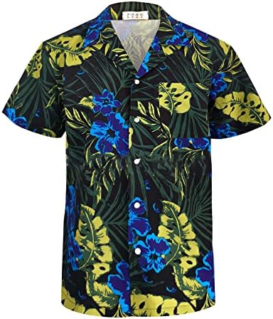 Летни кошули за машки кошули за мажи со кратки ракави со кратки ракави редовни вклопувачки цветни кошули надолу