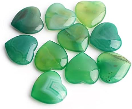 Binnanfang AC216 1PC природен кристален облик на срцев приврзок Зелен агатен камен камења ѓердан ѓердан Реики лековити колекција Loveубов подароци