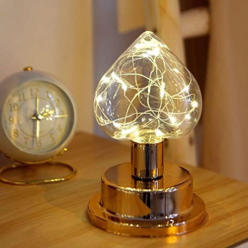 Биро ламба железна декоративна ламба, батерија со златна сијалица, ноќна светло светло десктоп канцеларија ноќна ламба, декоративна маса за ламба топла светлина п?