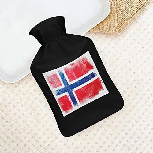 Потресено знаме Норвешка плишана вода и вбризгување гума вреќа со топла вода, преносно шише со топла вода топло стапало потопло