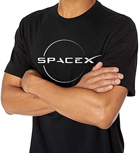 SpaceX кошула црна маица за мажи и жени памук О-врат кошула со краток ракав