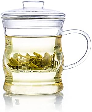 XJHOMA креативен дизајн стакло чајнички чаши чајни чаши w/инфузер чај вода филтер [бр.061, обележан во опис]