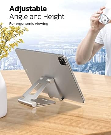 Pegly Metal целосно прилагодлив мобилен телефон Стенд за биро за преносен држач за десктоп за десктоп за преклопување на работната површина