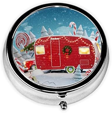 Божиќна црвена камперска кутија со пилули, мини преносен, дома, канцеларија, патување