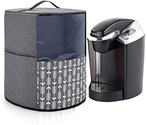 Yarwo Производител на кафе, корица за прашина, компатибилен со Keurig K-Classic и K-Select, видлив капак за кафе машина со џебови и горната