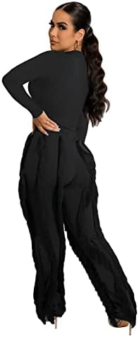Womenените 2 парчиња облеки за ласеви панталони со долги ракави поставени високи половини за потбитки за потбитки