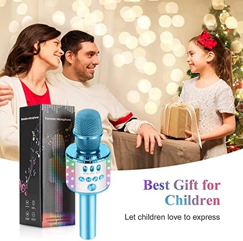 Микрофон на Kussla karaoke за деца, безжичен микрофон микрофон Bluetooth караоке машина со LED светла, магичен пејачки караоке
