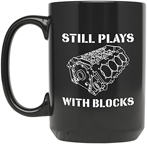 Уште Игра Со Блокови-Смешни Механичар Автомобил Камион Ентузијаст - 15оз Двострано Кафе Чај Кригла
