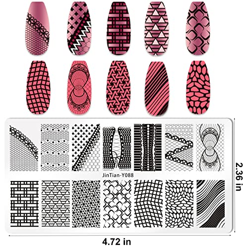 Luckforever 7PC комплет за печат на ноктите цветни птици мачки пеперутка нокти за печатење на плоча Шаблон матрица со чиста