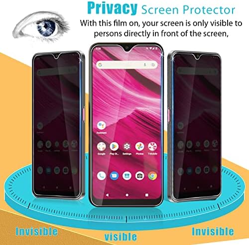 Zeking [2+2pack за T-Mobile Revvl 6 Pro 5G Приватност Температорски стаклен екран Заштитник и заштитник на леќи на леќи, анти-список [анти-кора]