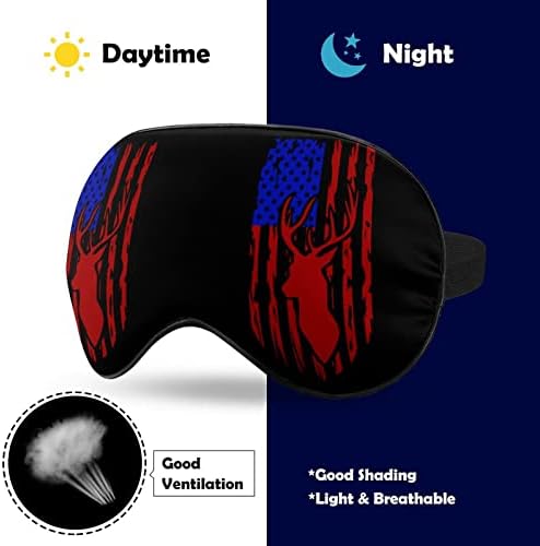 Потресено Американско Знаме Лов На Елени Маска За Очи За Спиење Затемнување Ноќно Врзување Со Прилагодлив Ремен За Мажи Жени