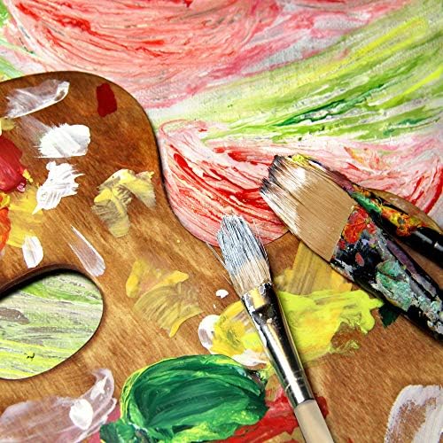 Американски уметнички снабдување со уметност Сликање со 6 живописни акрилни бои бои, палета за сликање дрва, 3 четки - основни уметнички