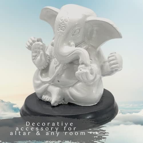 Бела Мини Ганеша Статуа Хинду Господ Господ Ганапати идол благослов Ганеш Индиски Буда слон Домаќин, подарок за среќа
