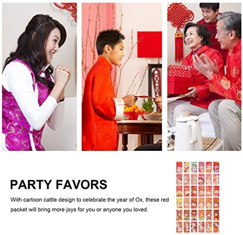 АБУФАН 36 парчиња Кинеска Нова Година Црвени Пликови 2021 Кинеска Вол Година Пакети Со Пари Хонг Бао Среќен Плик Со Пари За Нова година